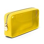 Embla London Makeup Bag Cosmetic Case, Clear Zipper Make Up Pouch and Toiletry Travel Tote, Cute Skincare Pouches for Women Girls, Preppy Purse Cosmetic Organizer, Small Makeup Bags, Lemon