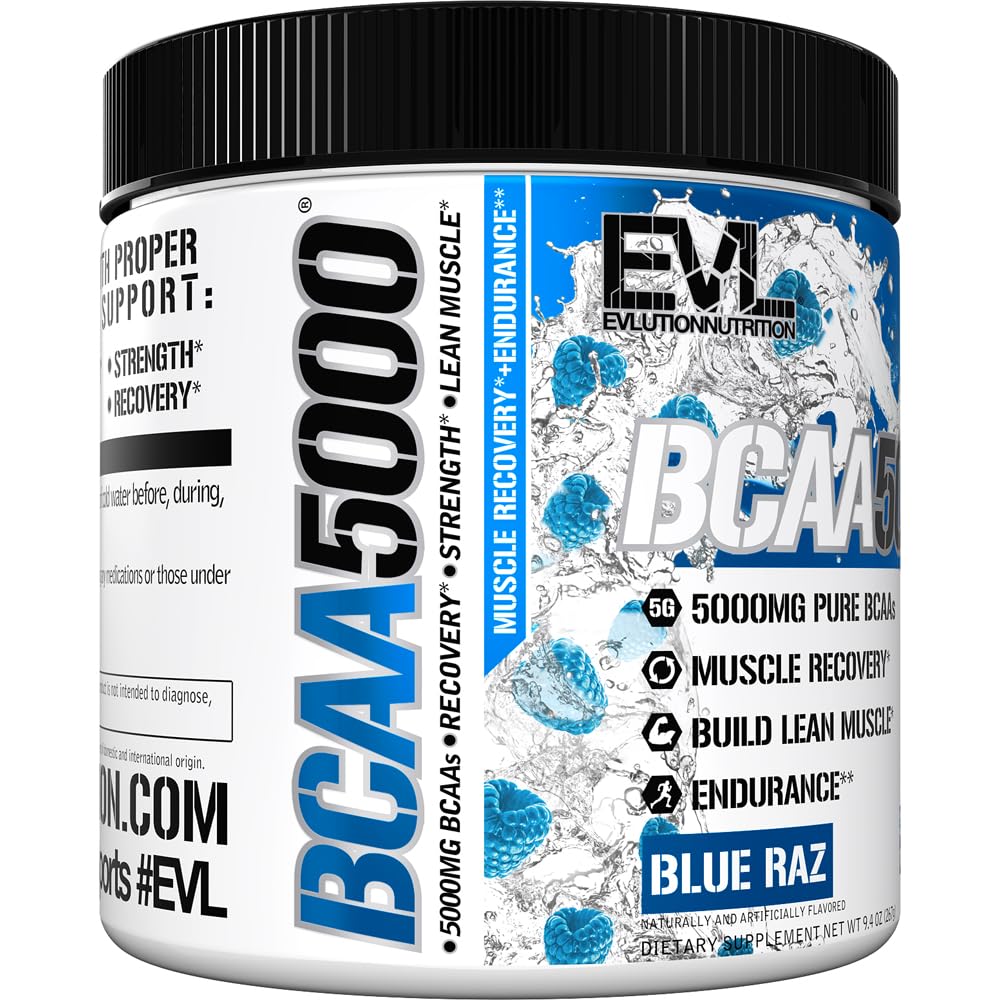 Evlution EVL BCAA5000 - Stim Free Amino Acids Powder - Blue Raz (Dye Free) — Amazon image 6