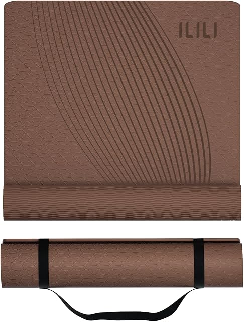 ILILI Yoga Mat, 72x25×0.3 Inch(183cmx63cmx8mm), TPE Exercise Mat, Tear-Resistant, Fitness Yoga Mat with Carrying Strap, Ideal for Yoga, Pilates, Home Workouts, Stretching & All Fitness Routines