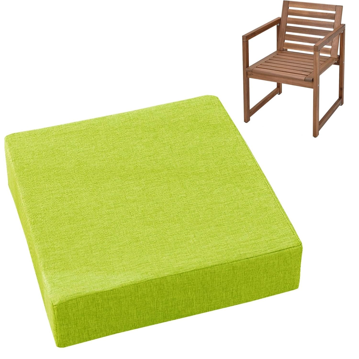 Cushions 45cm x 45cm/50cm x 50cm for Outdoor & Indoor Chair, Square Seat Pad for Garden Chairs High-Density Foam, Anti-Slip, Washable Cover- Patio, Dining, Sofa & Bench Use(Fruit Green,50x50cmx8cm Thi