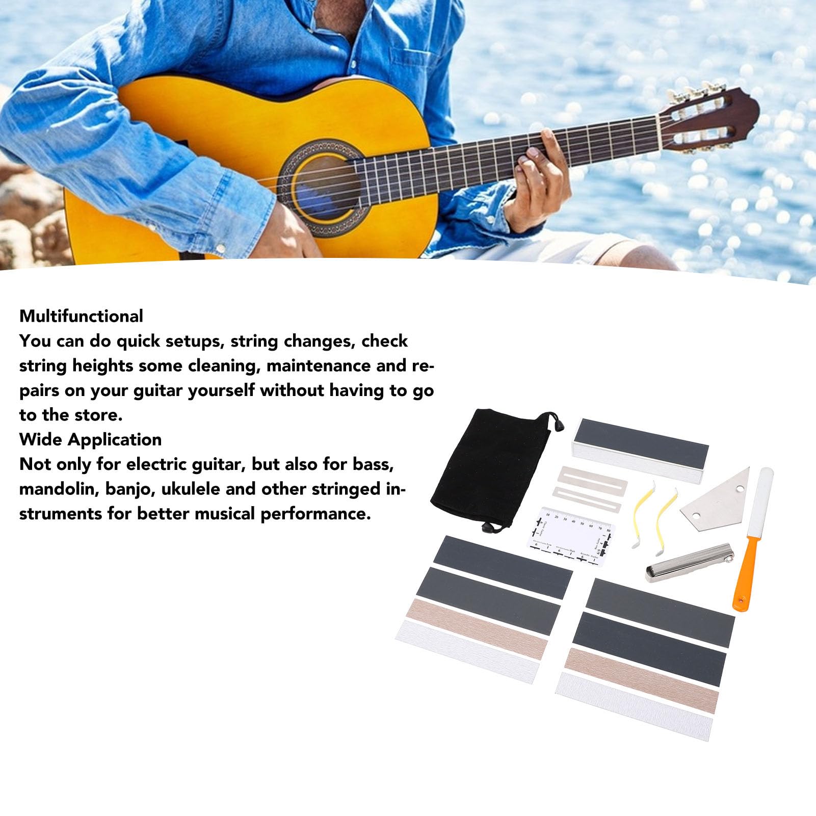 ERINGOGO Kit D'entretien De Frettes Pour Guitare Acoustique - Limes En
