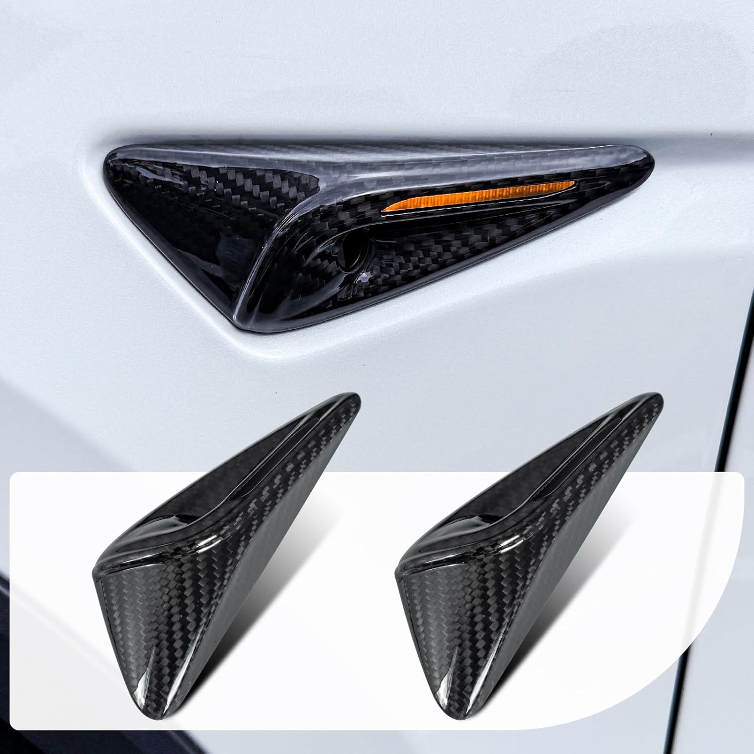 Fit for 2023.10-2025 Tesla Model 3 and 2025 Model Y Carbon Fiber Side Camera Protector Compatible with Tesla Vehicles Equipped Tesla Model 3/Y with HW4.0-2 Pack (HW4.0-Carbon Fiber Twill)