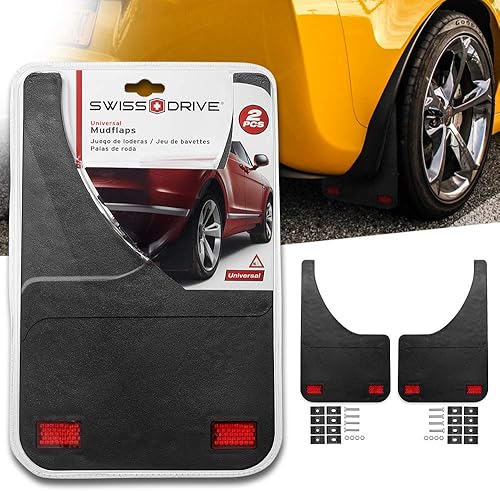 Swiss Drive - Aletas universales para barro, protectores de goma para automóviles, 2 aletas con tornillos de fijación, fáciles de instalar,