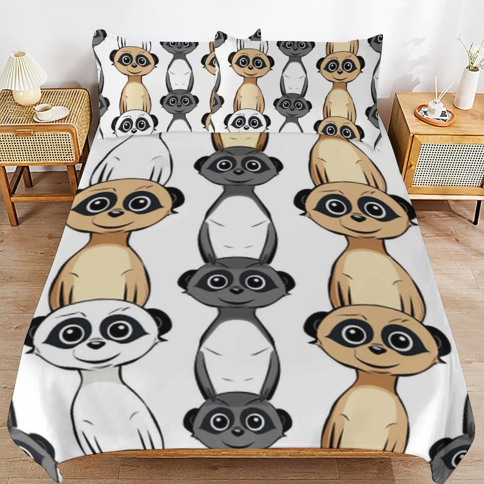Housse de couette suricate respirante en microfibre douce anti-plis