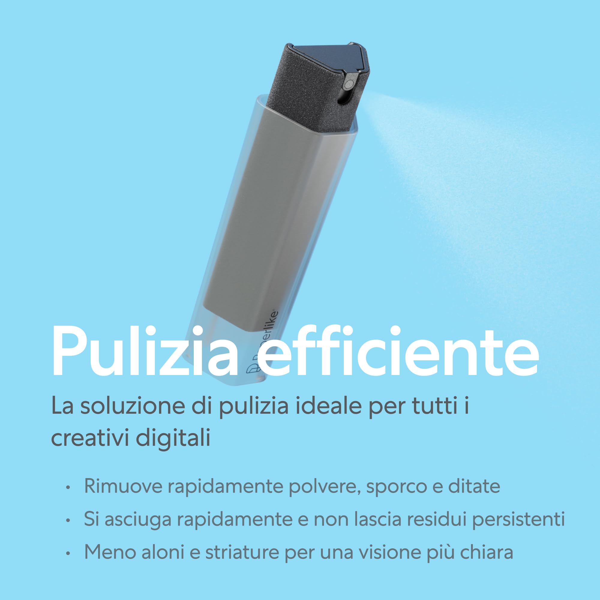 Paperlike® All-in-one Cleaning Kit - Flacone spray in microfibra ricaricabile & soluzione pulente + 5 compresse di ricarica - sicuro su display di iPad & dispositivi elettronici