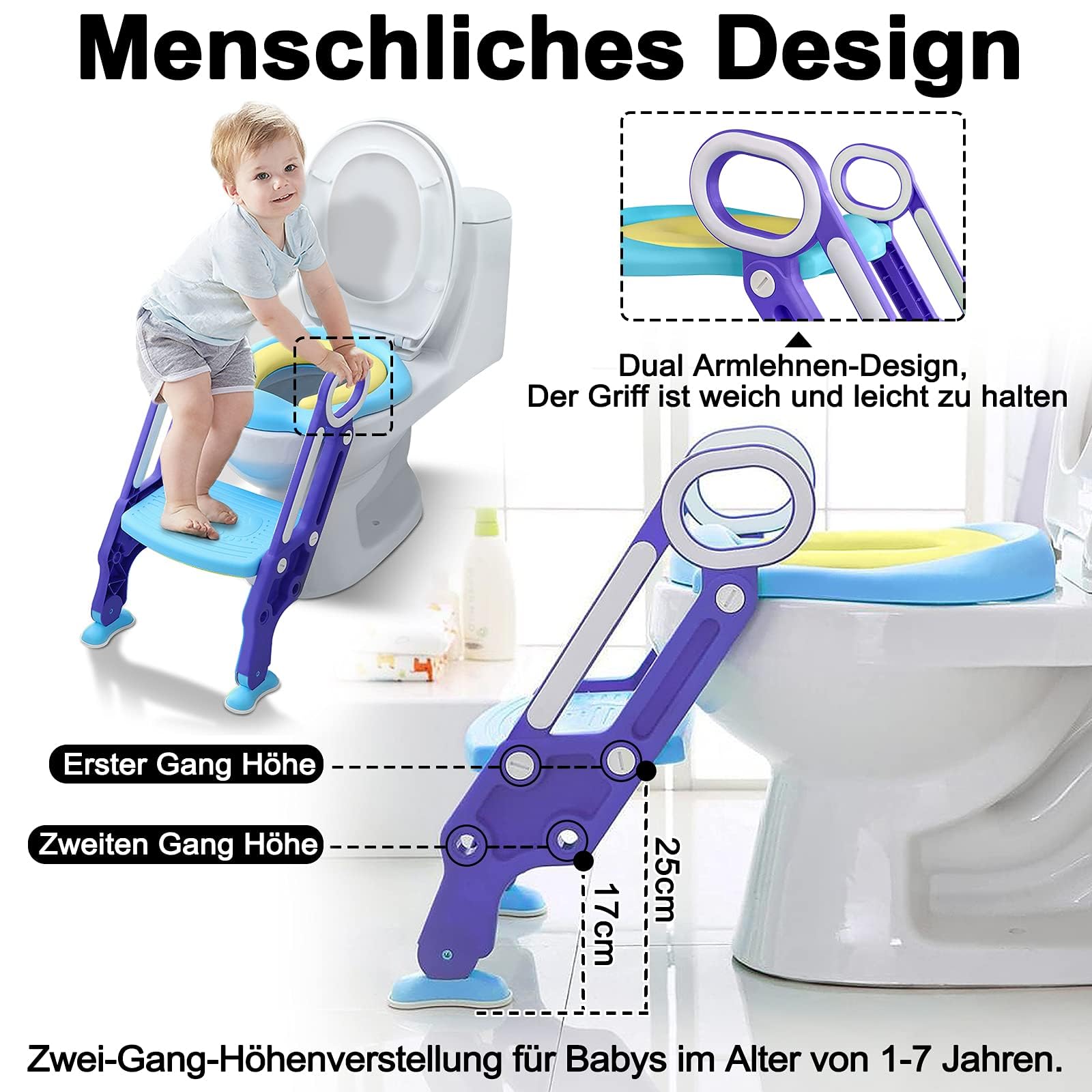 2-in-1 Toilettentrainer Mit Treppe | Höhenverstellbar & Klappbar | Für Jungen & Mädchen