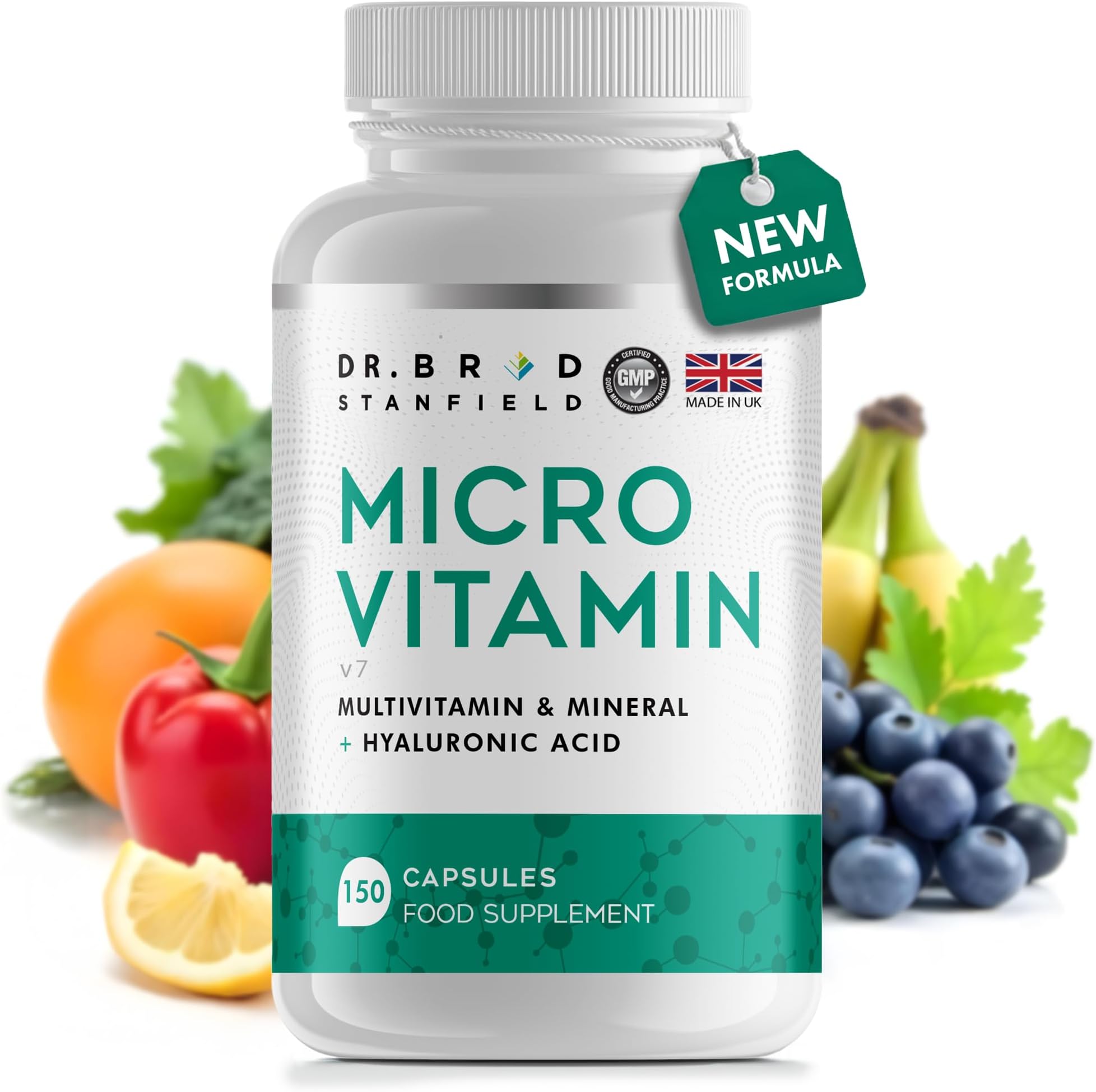 Daily Low Dose MultiVitamin & Mineral for Men & Women to Support Cognitive Performance & Memory + Hyaluronic Acid for Skin Health + TMG for Exercise (150 Count)