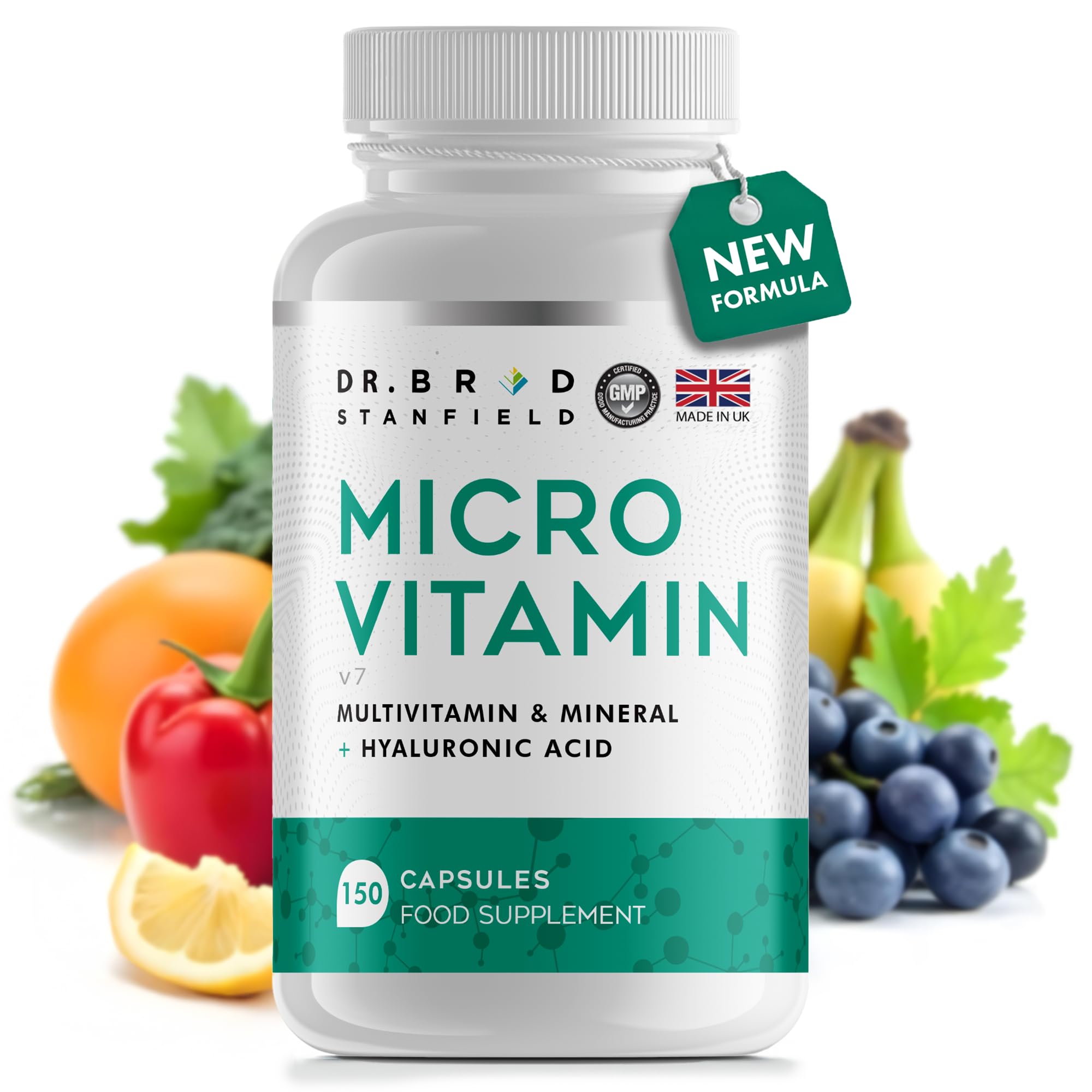 Daily Low Dose MultiVitamin & Mineral for Men & Women to Support Cognitive Performance & Memory + Hyaluronic Acid for Skin Health + TMG for Exercise (150 Count)