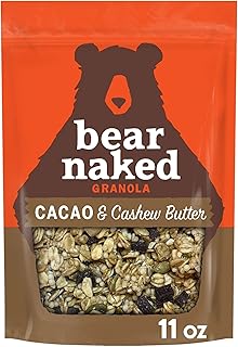 Bear Naked Granola Cereal, Whole Grain Granola, Breakfast Snacks, Cacao and Cashew Butter Crunch, 11oz Bag (1 Bag)