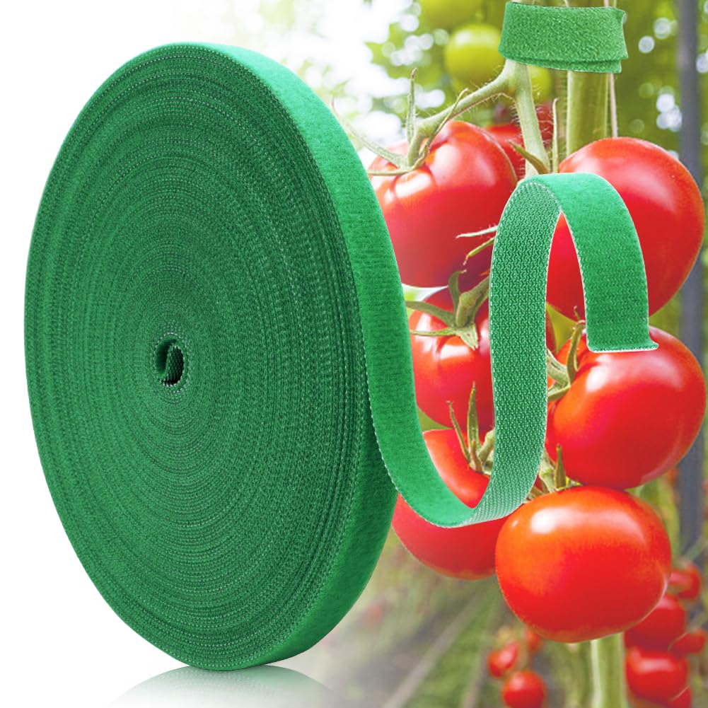 Fun Gift Pflanzenband Klettverschluss Verstellbar 15 m,9 mm Dicken Baumanbinder,Stabil & witterungsbeständig,Rankhilfe Wetterfeste Klettbandrolle für Pflanzens (Grün)