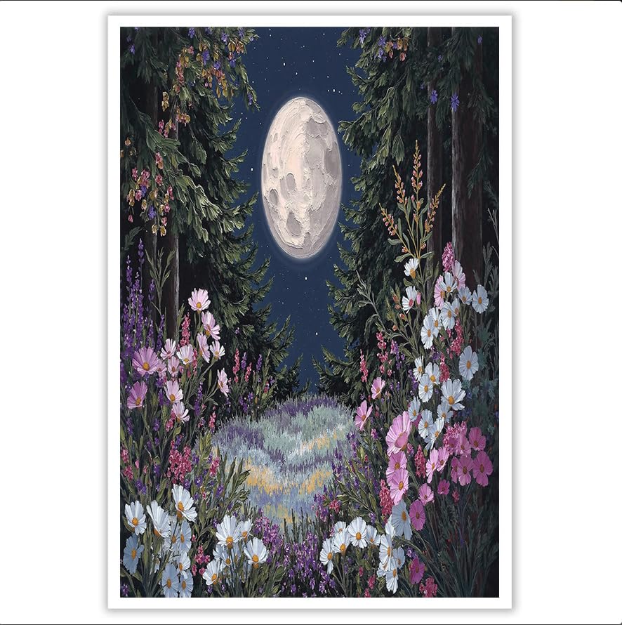 Impression sur toile forêt aquarelle grand format 70x100cm sans cadre haute définition violette