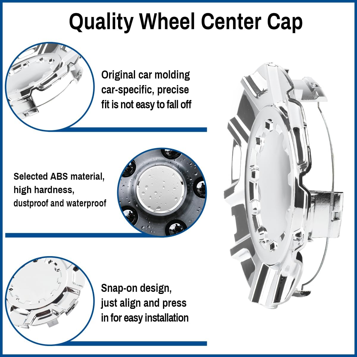 4PCS Wheel Center Caps for Chevy Chevrolet Silverado 1500 with 20in 10 Spoke Hub, 22871243 Chrome Center Cover for Rim