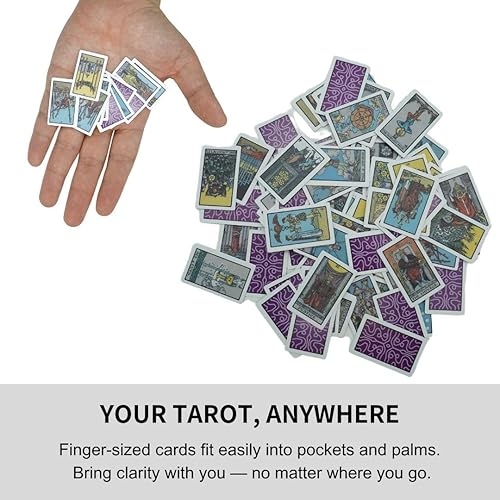 Miniatura 5 de Pequeño juego de cartas de tarot  78 tarjetas miniatura del tamaño de los dedos, portátil y duradero, bellamente diseñado con tarjetas gruesas,