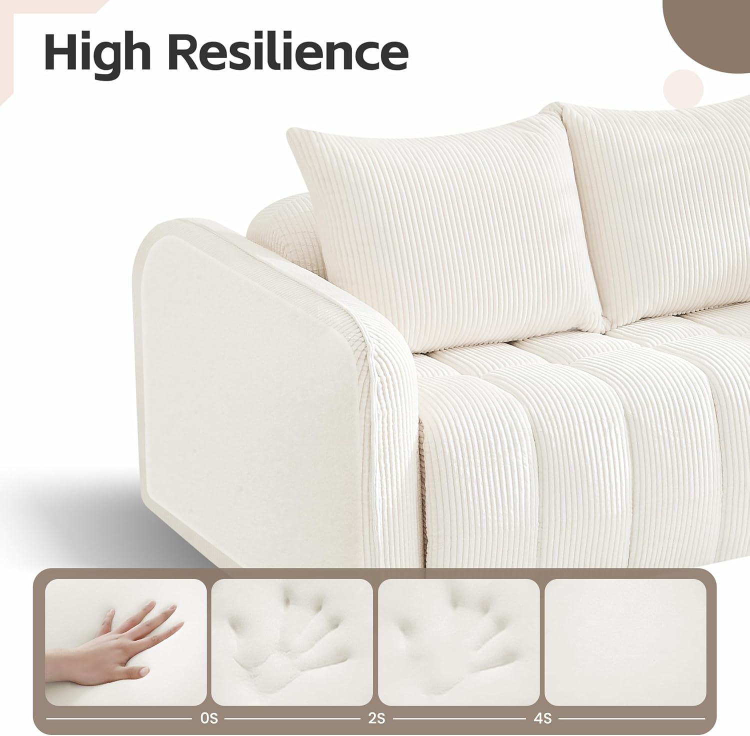 Bean Bag Chair for Adults, Boneless Accent Chair, Single Sofa Couch Chair, Cozy Corduroy Arm Chair for Living Room, Lounge Floor Memory Foam Couches for Small Spaces, Bedroom, Apartment, White