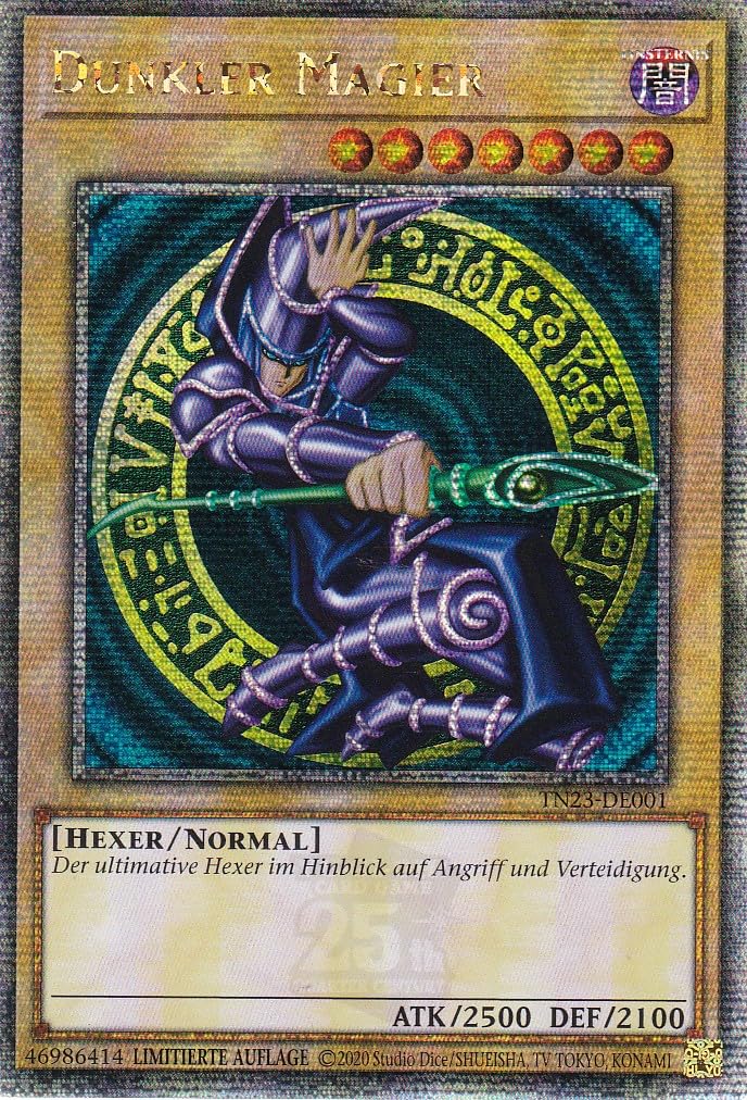 TN23-DE001 - Dunkler Magier - Quarter Century Secret Rare - Deutsch - Limitierte Auflage - 25th Anniversary Tin: Dueling Heroes Einzelkarten - mit LMS Trading Fieldcenter-Karte