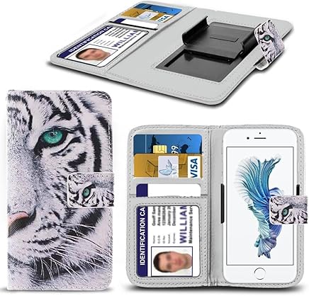 ( White Tiger 153.4 x 78 ) PRINTED DESIGN case for Archos 55 Platinum case cover pouch High Quality Thin Faux Leather Holdit Spring Clamp Clip on Adjustable Book by i-Tronixs