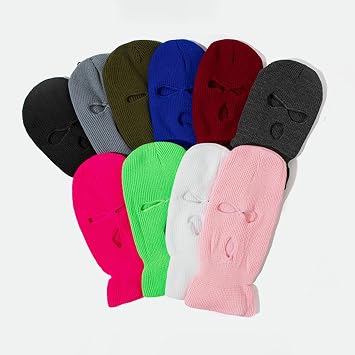 3 Hole Winter Mask, Full Face Cover Ski Mask, Thermal Winter Warm Knit Beanie Balaclava for Men, Black, One Size