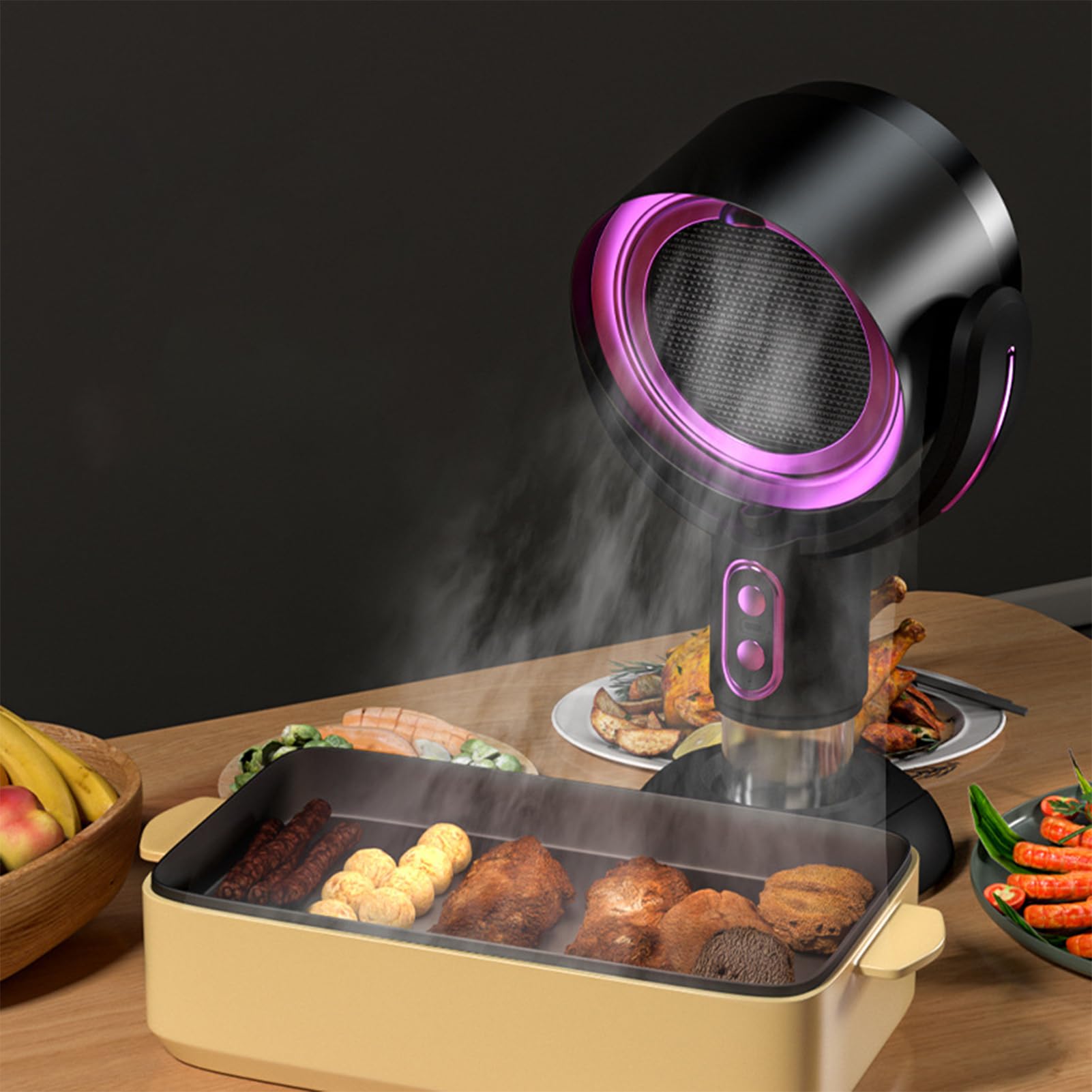 Hotte de Cuisine Portable - 35 cm, Hotte d’Extraction de Comptoir | Purificateur d’Air à Ions Négatifs Rétractable à 2 Vitesses pour Barbecues Intérieurs, Petits Appartements, Dortoirs et Cuisine sur
