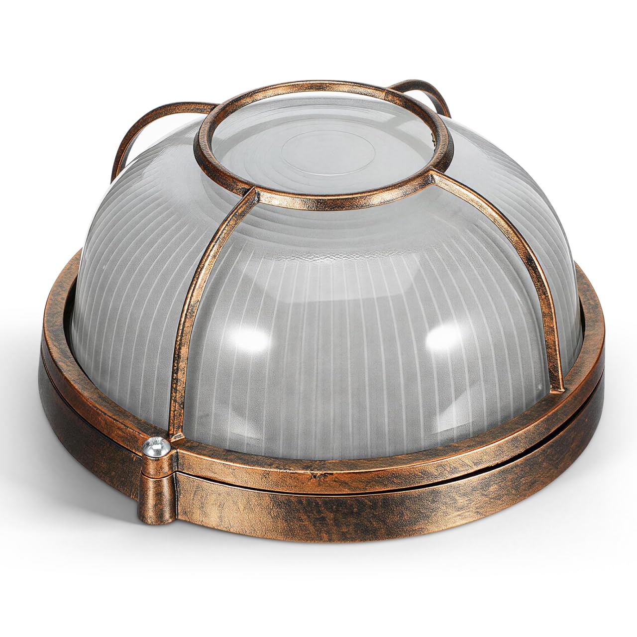 HOMSFOU Bulkhead Light Fixture Outdoor Waterproof Vintage Garden Wall Sconce Dustproof Round Shade for Corridor and Sauna, Led Nautical Flush Mount Ceiling Wall Lantern