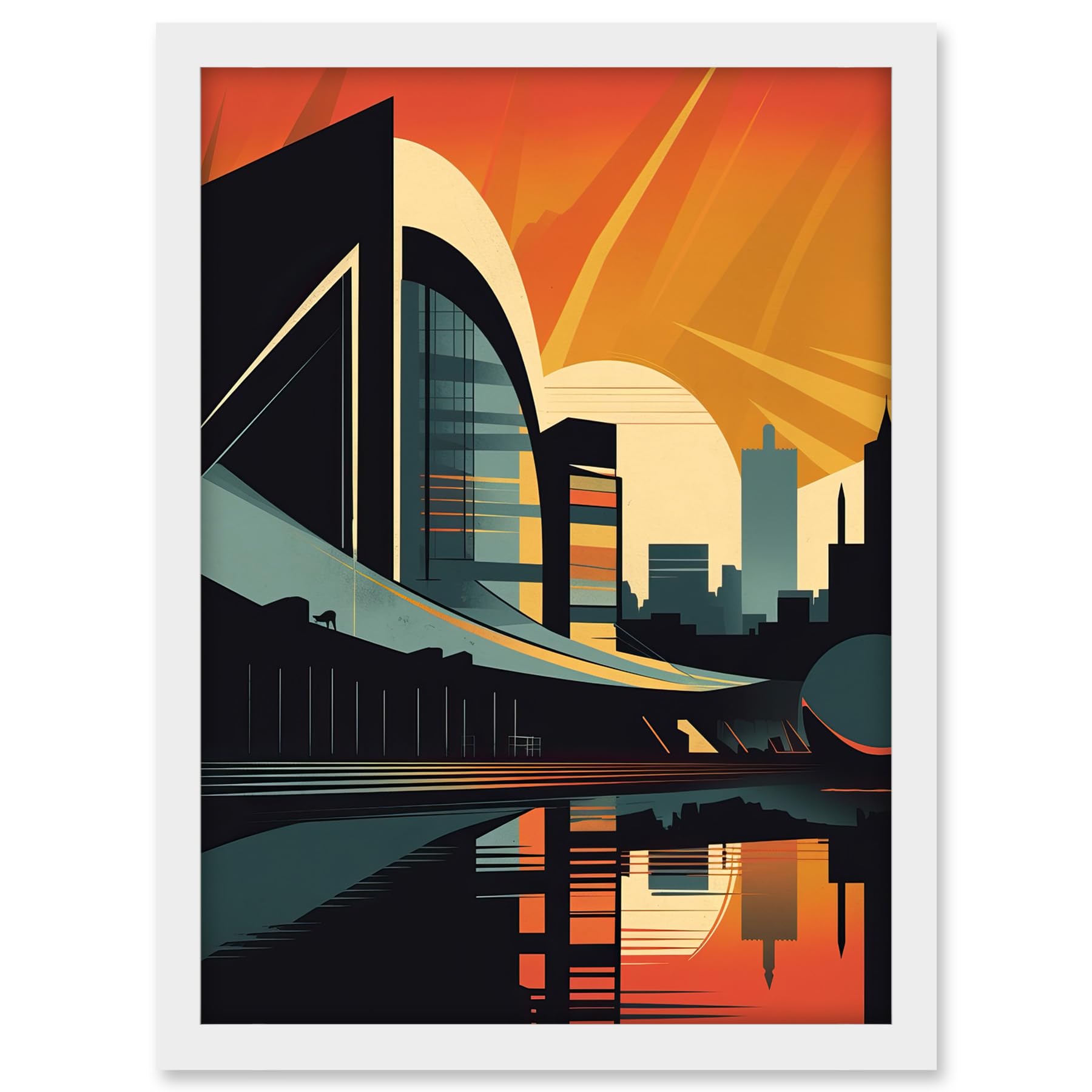 Artery8 River Clyde Walkway Modern Glasgow Cityscape Artwork Framed A3 Wall Art Print