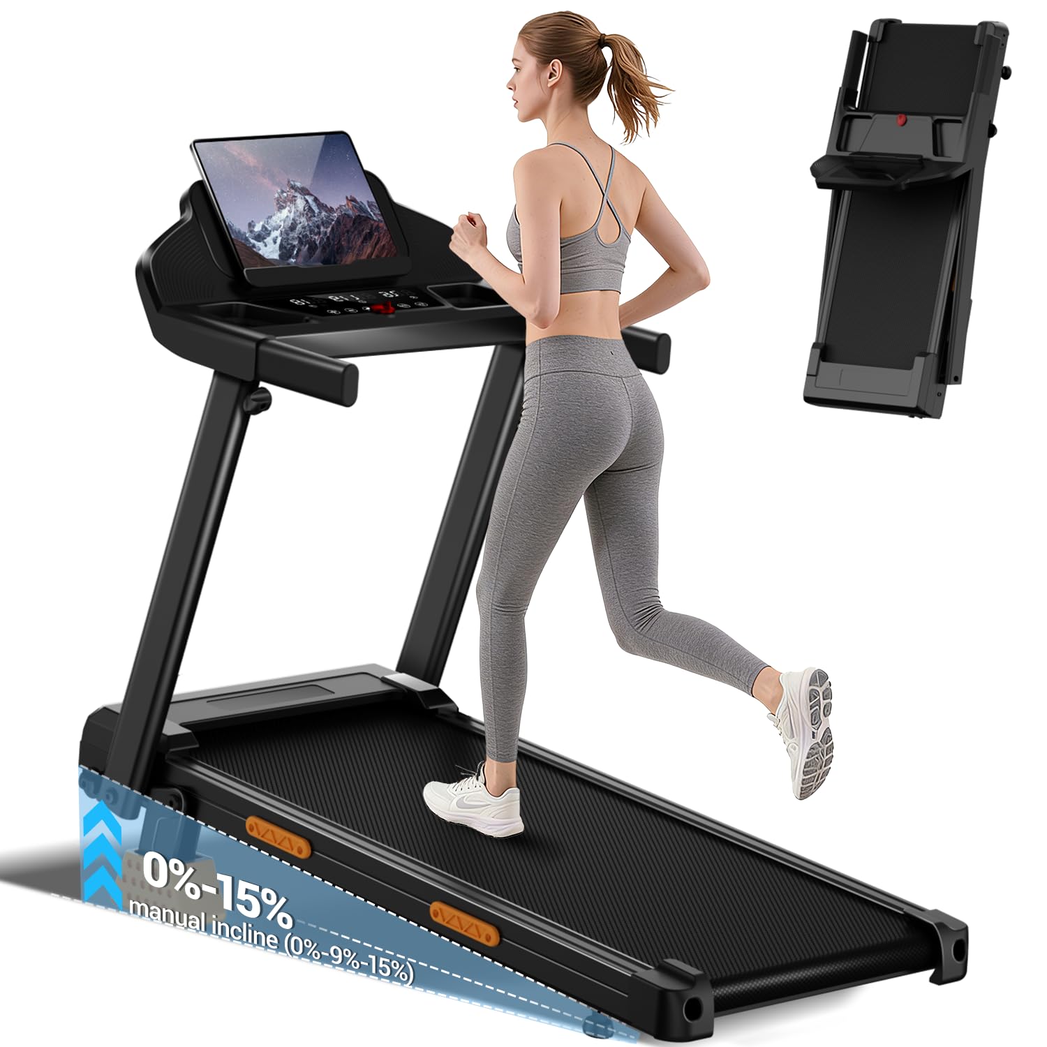 CURSOR 15% Cinta de Correr Plegable con Inclinación 12KM/H | Cinta de correr inclinable, cinta de correr doméstica con motor de 3,0 CV