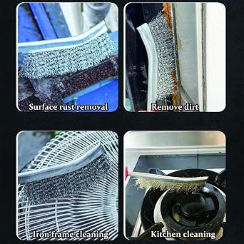 Hand Wire Brush Set 4 Pcs with Stainless Steel Brush and Brass Brush,Wire Brush for Wood, Drill, Cleaning Welding Slag, Rust Removal, Angle Grinder, Bricks Wire Brushes(2 Big&2 Small)