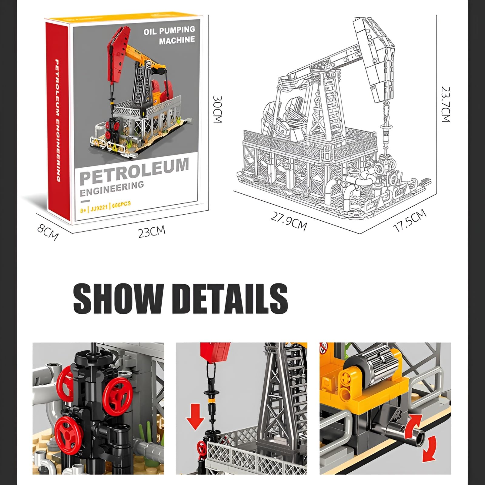 Erdöltechnik Bausteine Bausatz für Erwachsene, Ölpumpmaschine Klemmbausteine, Industrie Thematisches Modellspielzeug für Display, Kreatives Geschenk für Kinder & Jungen ab 6 Jahren (666 Teile)