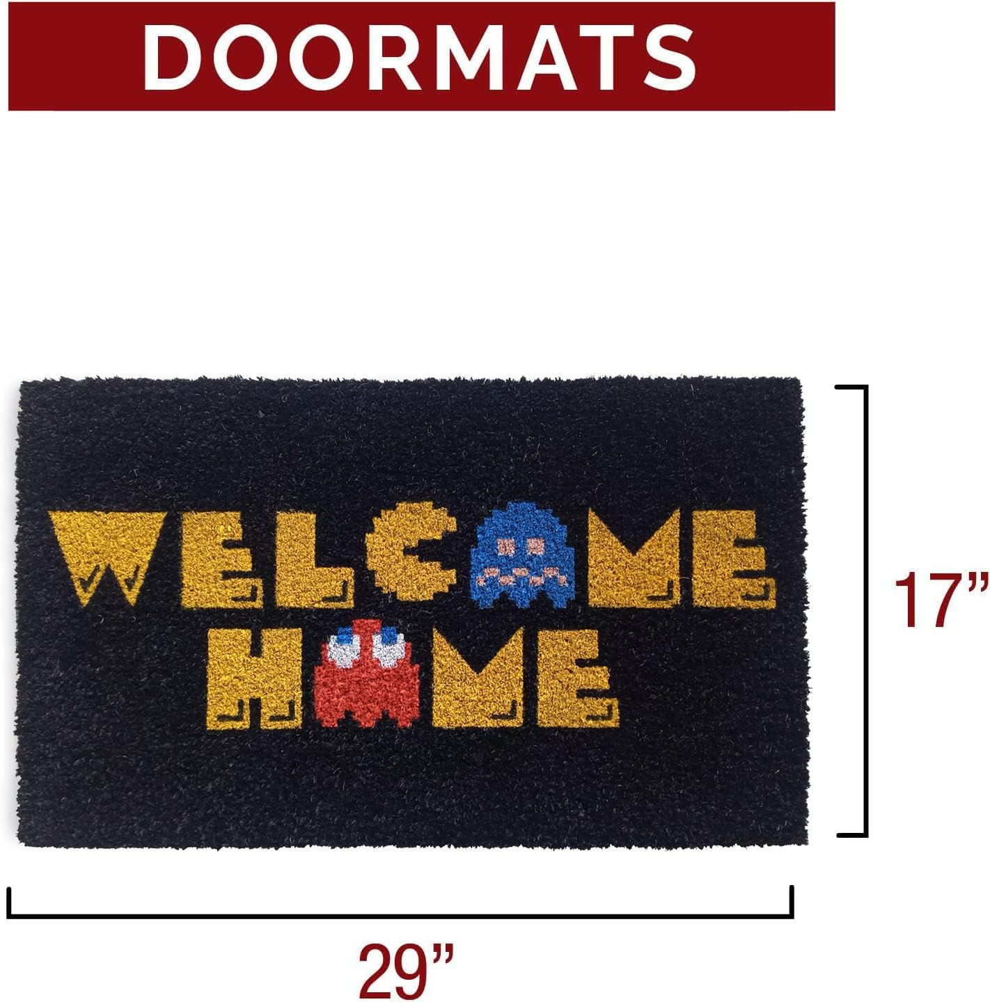 Pyramid America - Pac-Man - Welcome Home Coir Doormat - Indoor/Outdoor Entry Mat with Non-Skid Back - Durable & Easy to Clean for Entryway, Kitchen, Patio Decor & Home Decor
