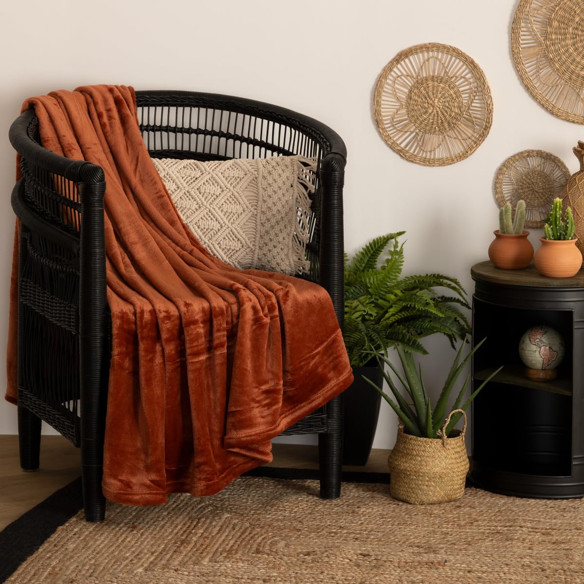 Plaid à franges 130 x 160 cm - Double Gaze de Coton - GAÏA Terracotta