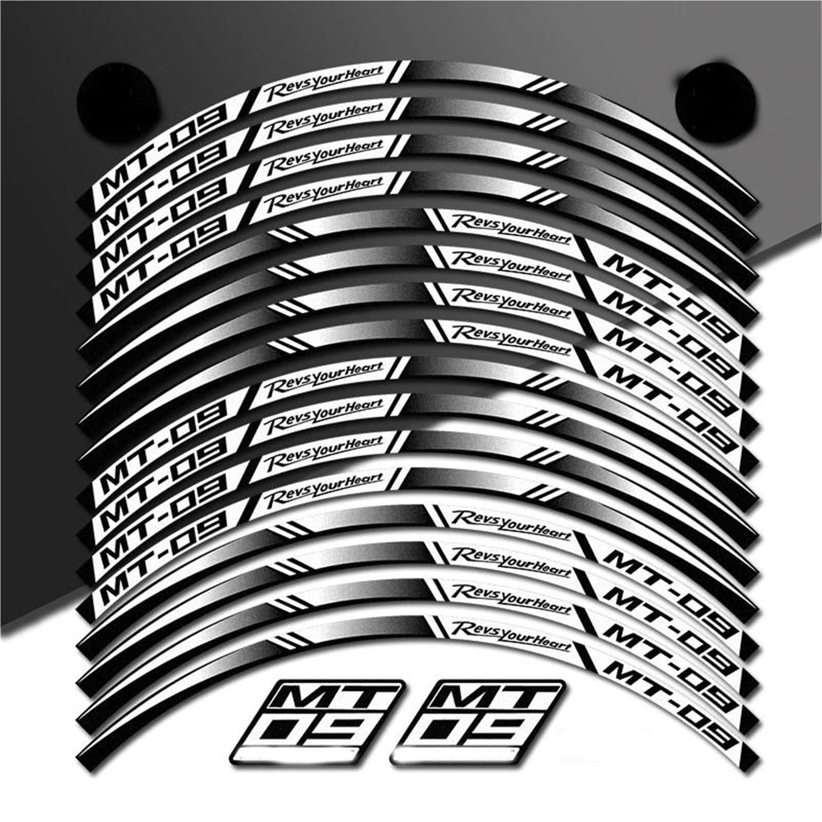 Ntpjk White Sticker Part For Y-Amaha Mt-09 Mt09 Reflective Motorcycle Rim Wheel Hub Sticker Decals Waterproof Accessories(White)