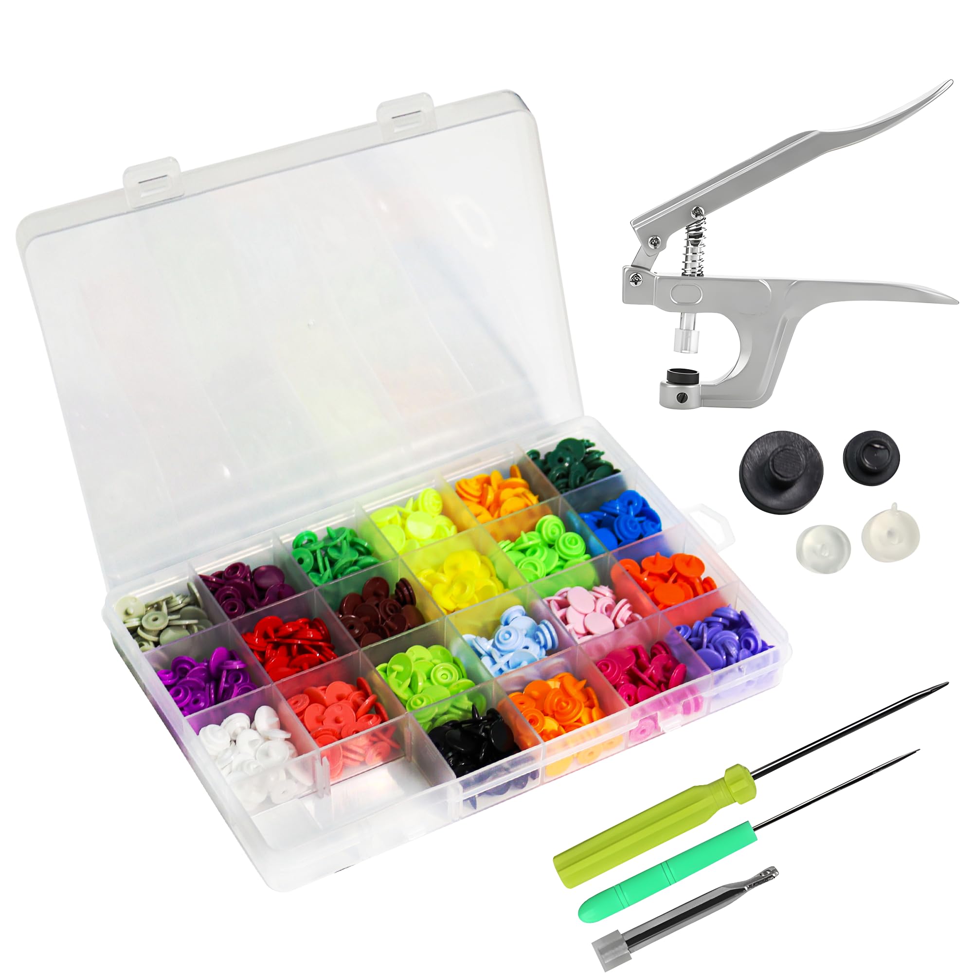 100pcs 7mm/10mm/13mm/15mm/18mm/21mm piccoli bottoni automatici in plastica ABS bottone a pressione accessorio for cucire (Color : Translucent, Size : 18mm
