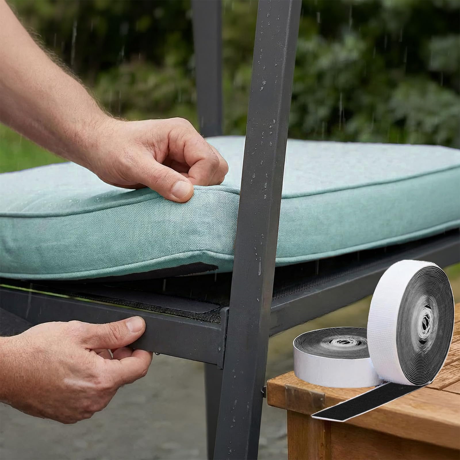 Cinta Adhesiva Gancho y Bucle Negro Doble Cara [1 Metro x 50 mm] Fuerte para Pared y Tela | Cierre Autoadhesivo Extrafuerte Reutilizable | Fijación sin Taladro para Cuadros, Mosquiteras