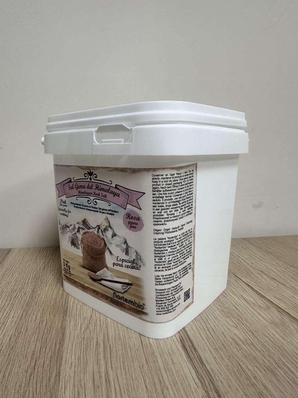 Nortembio Sel Rose de l’Himalaya 3 kg Grain Fin (1–2 mm) Origine Punjab Pakistan Sel Minéral Naturel Non Raffiné pour Cuisine + eBook de Recettes Offert