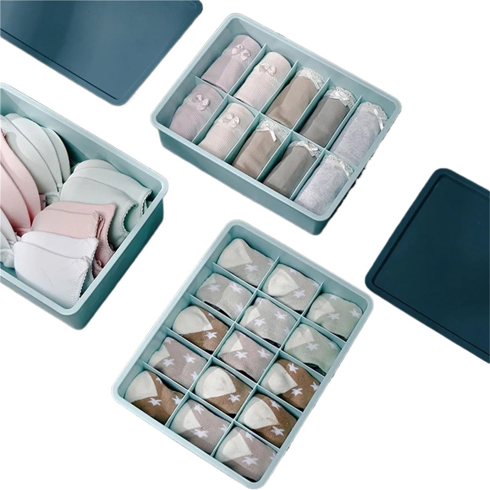 YDYAENIO Underwear Drawer Organiser Compact And Efficient Underwear Organizer For Closet Plastic underwear organiser boxes for wardrobes(10 grids Grey)