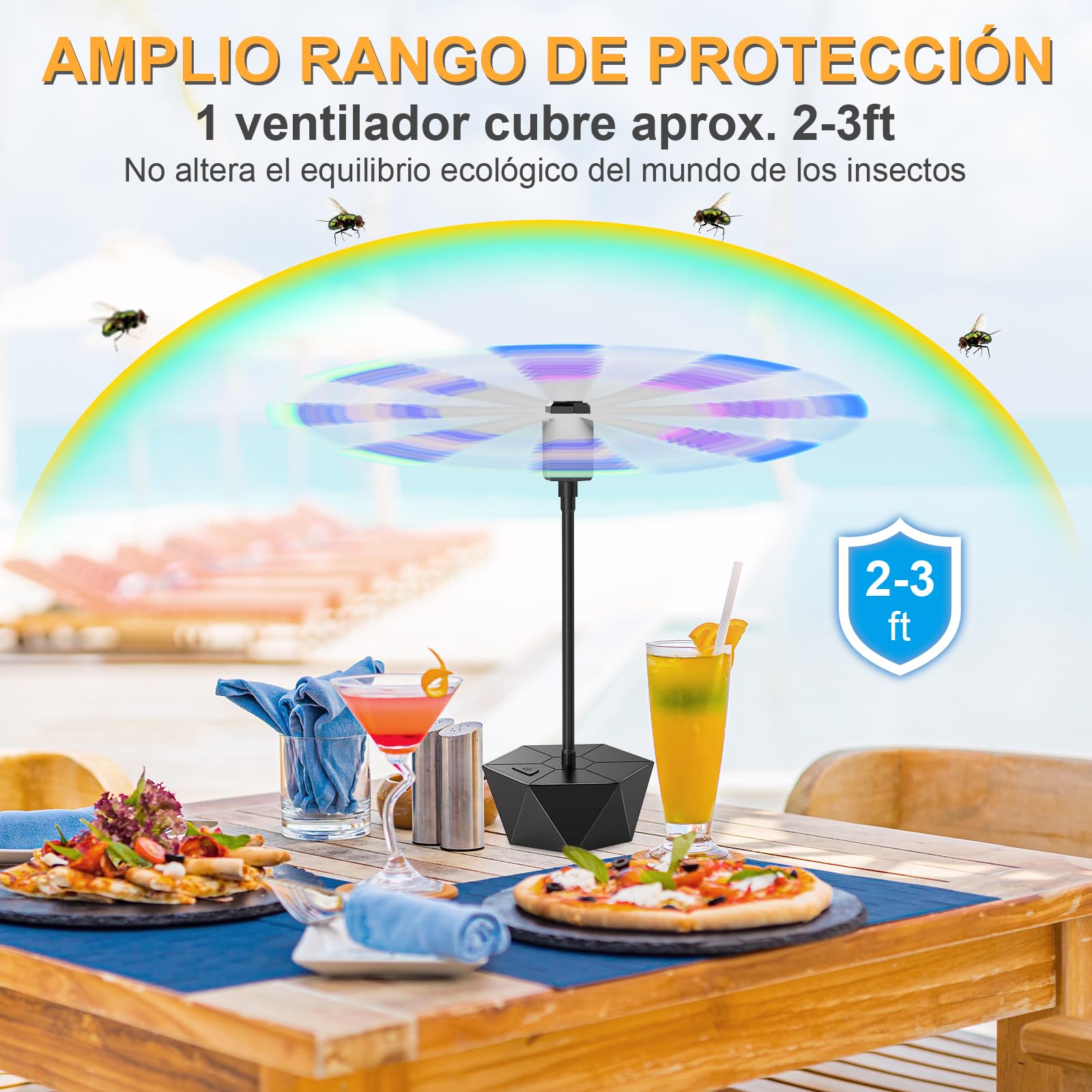 3PCS Ventilador Repelente de Moscas Colgante y Plegable Neijiaer, Ventilador de Moscas Portátil Exterior, Protección contra Voladores, Ventilador de Mesa Antimoscas para Picnics, Patios y Fiestas