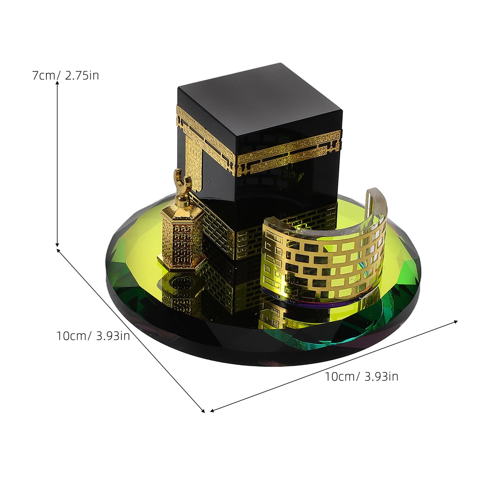 Set Regalo in Cristallo Rotondo Tre Pezzi, Decorazione per Ramadan e Eid Mubarak, Ornamento da Scrivania Collezionabile Stile Mediorientale per Regali