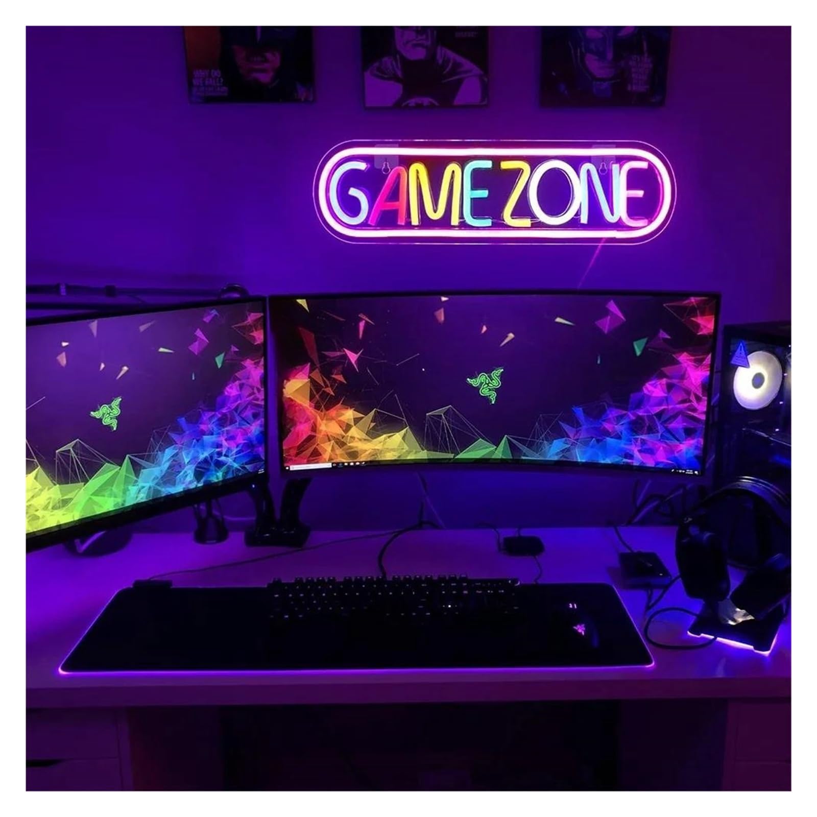 Luz de Diseño de Digital Letreros De Neón GAME ZONE Para Decoración De Pared, Luz LED Para Sala De Juegos, Área De Juegos, Lámpara De Pub Man Cave Iluminada De 42cm×12cm
