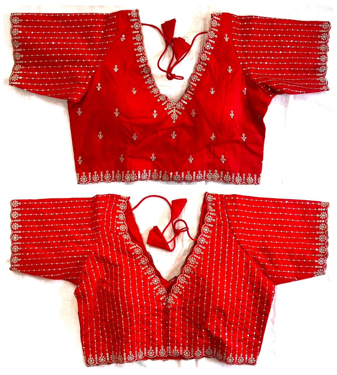 Women's Heavy Sequece Embroidery Work Readymade Blouse with Cutwork Pattern for Saree and Lehenga.-image-26