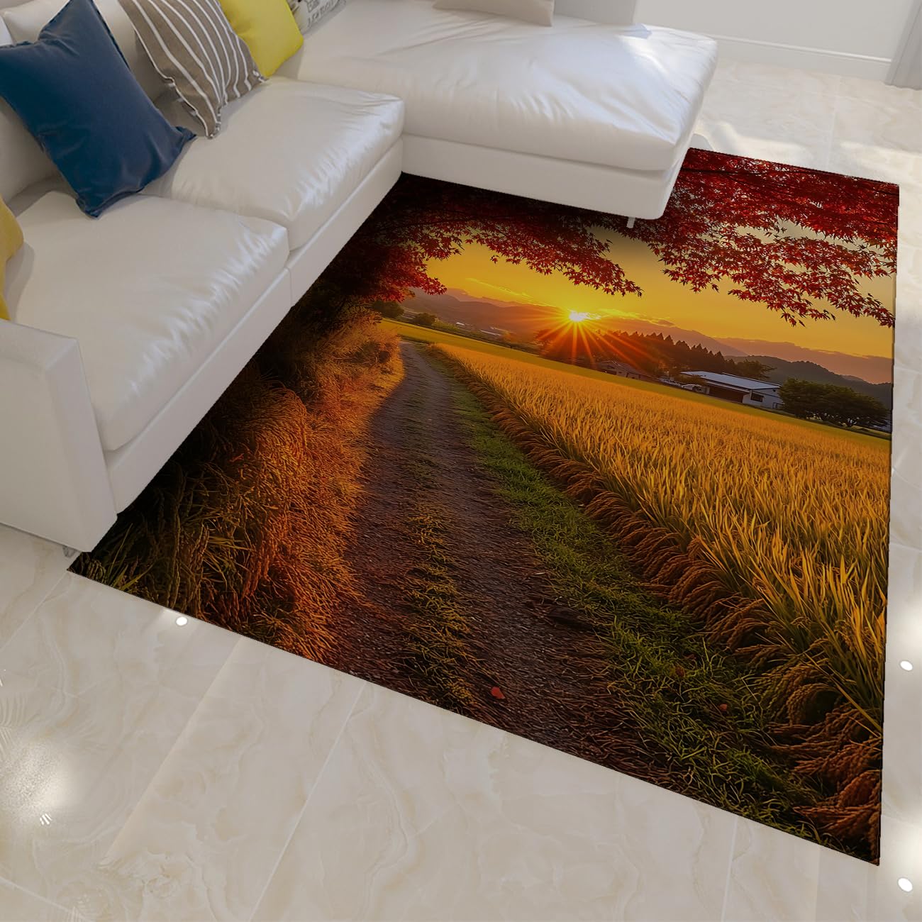 Carpette de style ferme d'automne 120x150 pour descente de lit et salon