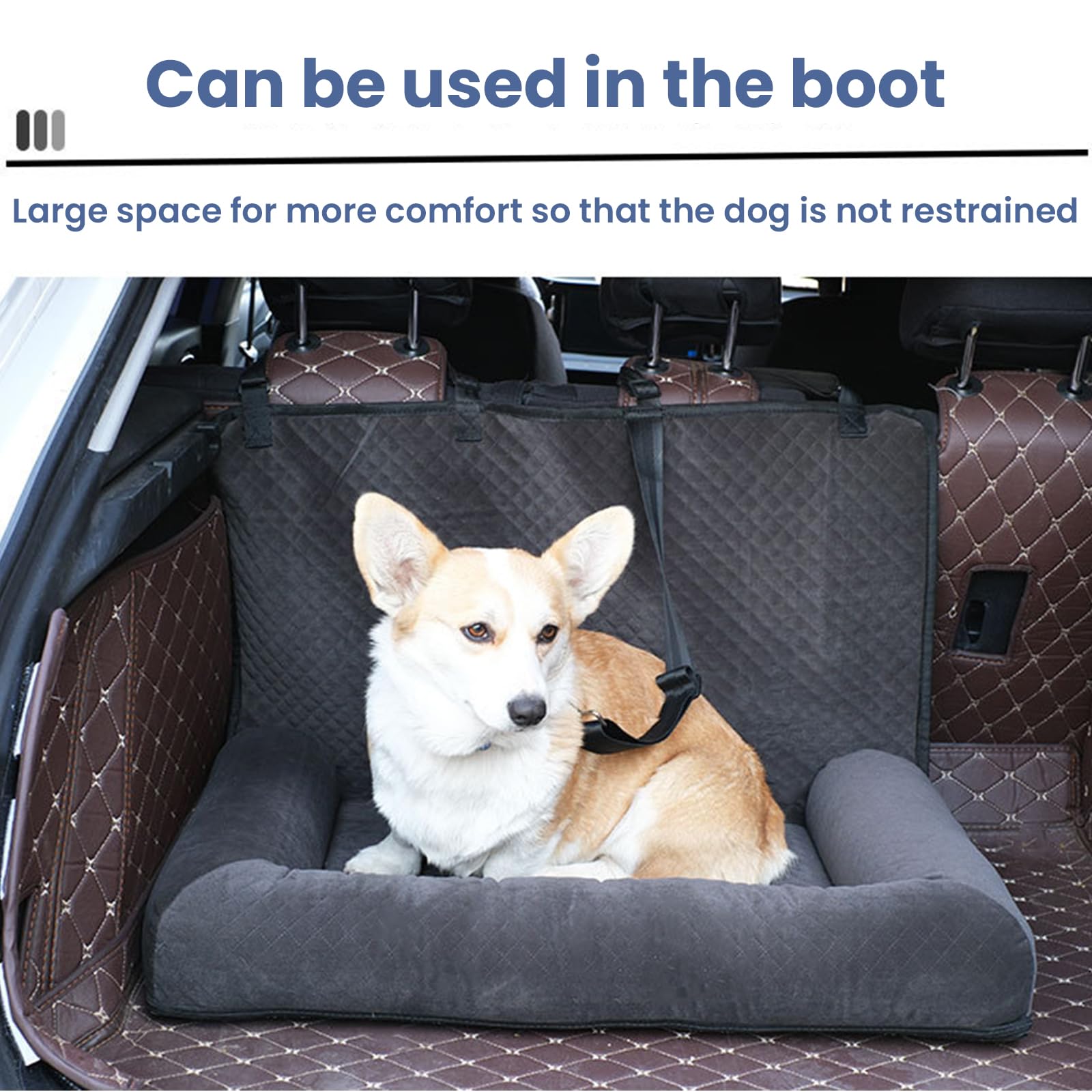 Seggiolino Auto Per Cani Wuglo - Rinforzato, Impermeabile, Con 4 Cinghie Di Sicurezza, Per Taglie Piccole/Medie - Foto 5