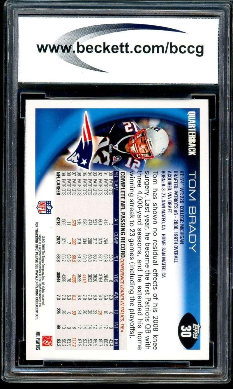 Tom Brady Card 2010 Topps #30 BGS BCCG 10 - Unsigned Football Cards