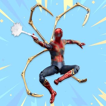 LonullyMege Iron Spider Action Figure 7" Fully Articulated Collectible Toy | 1/10 Scale Superhero 2.0 Series with Lots of Accessories and Gift Set