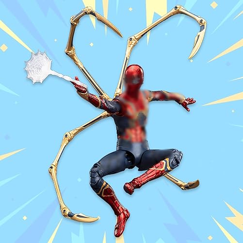 LonullyMege Iron Spider Action Figures 7inch 1/10 Scale All Joints Movable Superhero 2.0 Series Exquisite Collection Toy