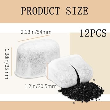 12PCS Charcoal Water Filter Replacement for Ninja Luxe Coffee Machines