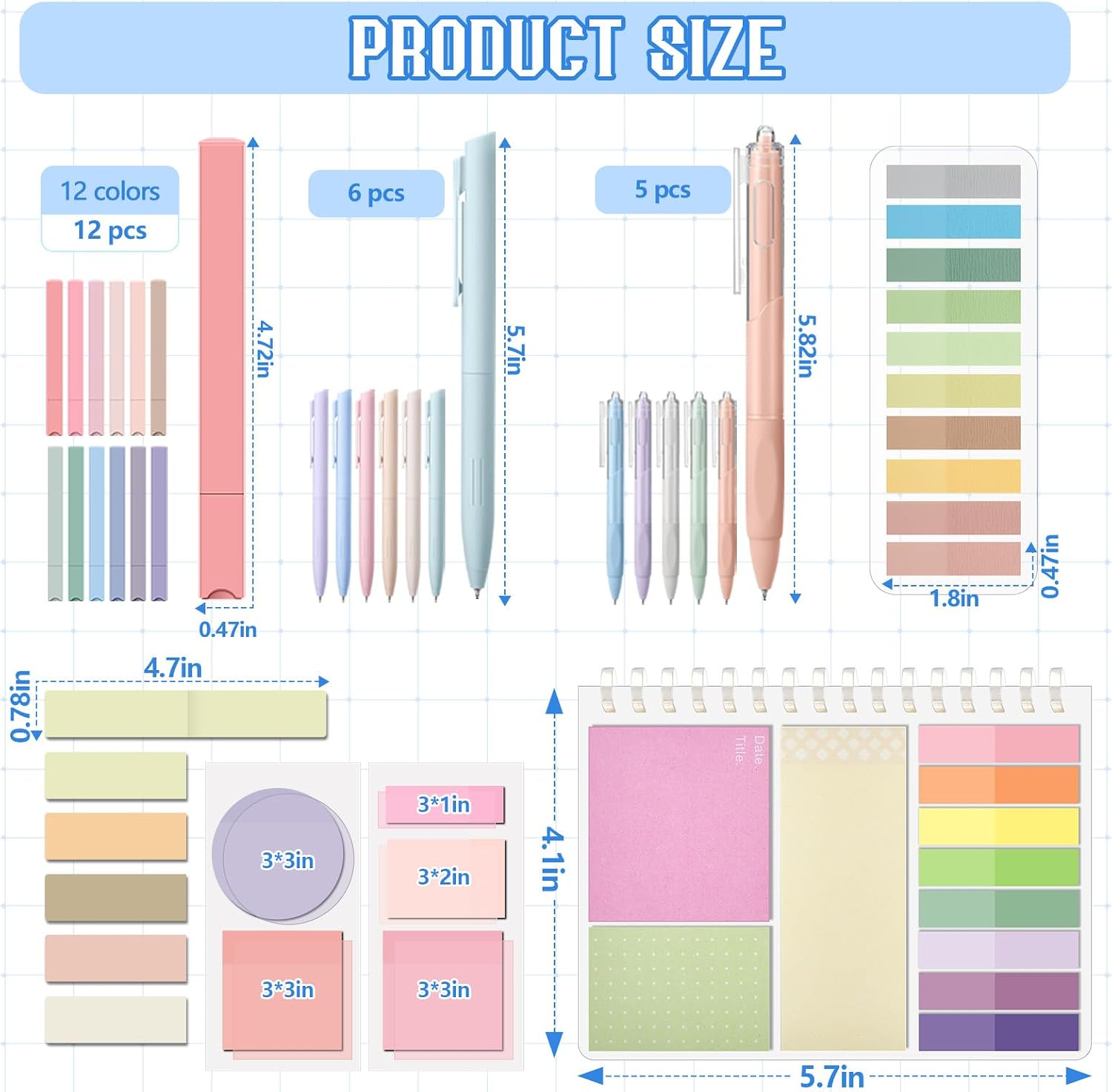 Jutom 41 Pcs Aesthetic Book Annotation Kit with Pencil Bag Bible Journaling Kit Notebook Sticky Note Tab Highlighter Black Ink Pen Page Marker School Office Supplies Bible Lover Gift (Black)