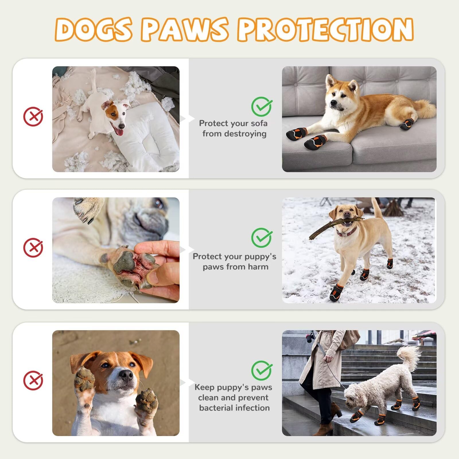 Hundeschuhe für große, kleine, mittelgroße Hunde, Hundeschuhe und Pfotenschutz gegen Lecken, Hundestiefel mit reflektierendem für heiße Pflastersteine, Hartholzböden, Winterschnee, Wandern (Schwarz