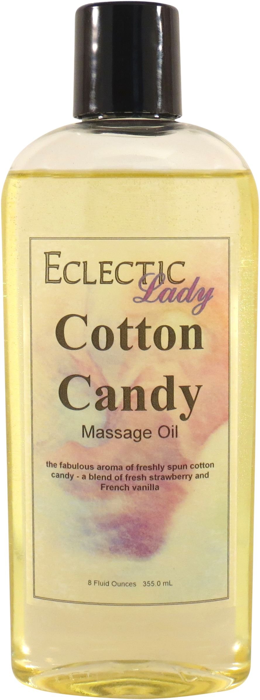 Cotton Candy Massage Oil, 8 oz, With Sweet Almond Oil and Jojoba Oil, Preservative Free, Perfect for Aromatherapy and Relaxation