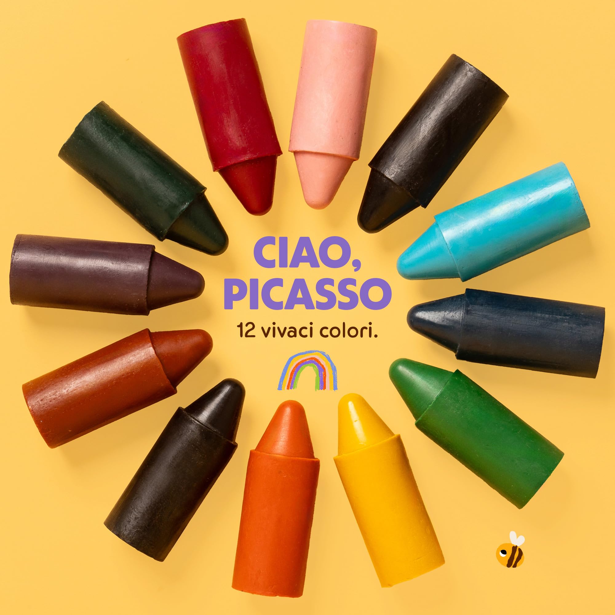 Honeysticks - Pastelli in 100% pura cera d’api (confezione da 12 pezzi). Naturali, atossici e sicuri per tutti i bambini, da 1 anno in su. Fatti a mano in Nuova Zelanda.