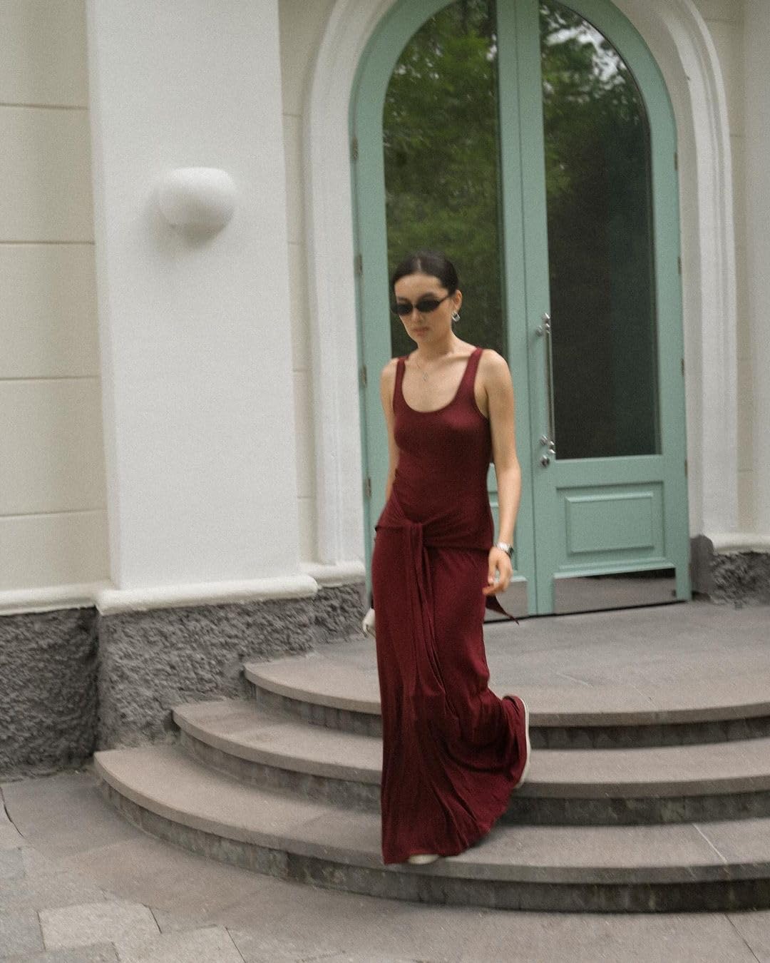 Women's Summer Maxi Tshirt Dress Tie Waist Casual Slim Fit Sleeveless Tank Long Beach Dresses - Image 4