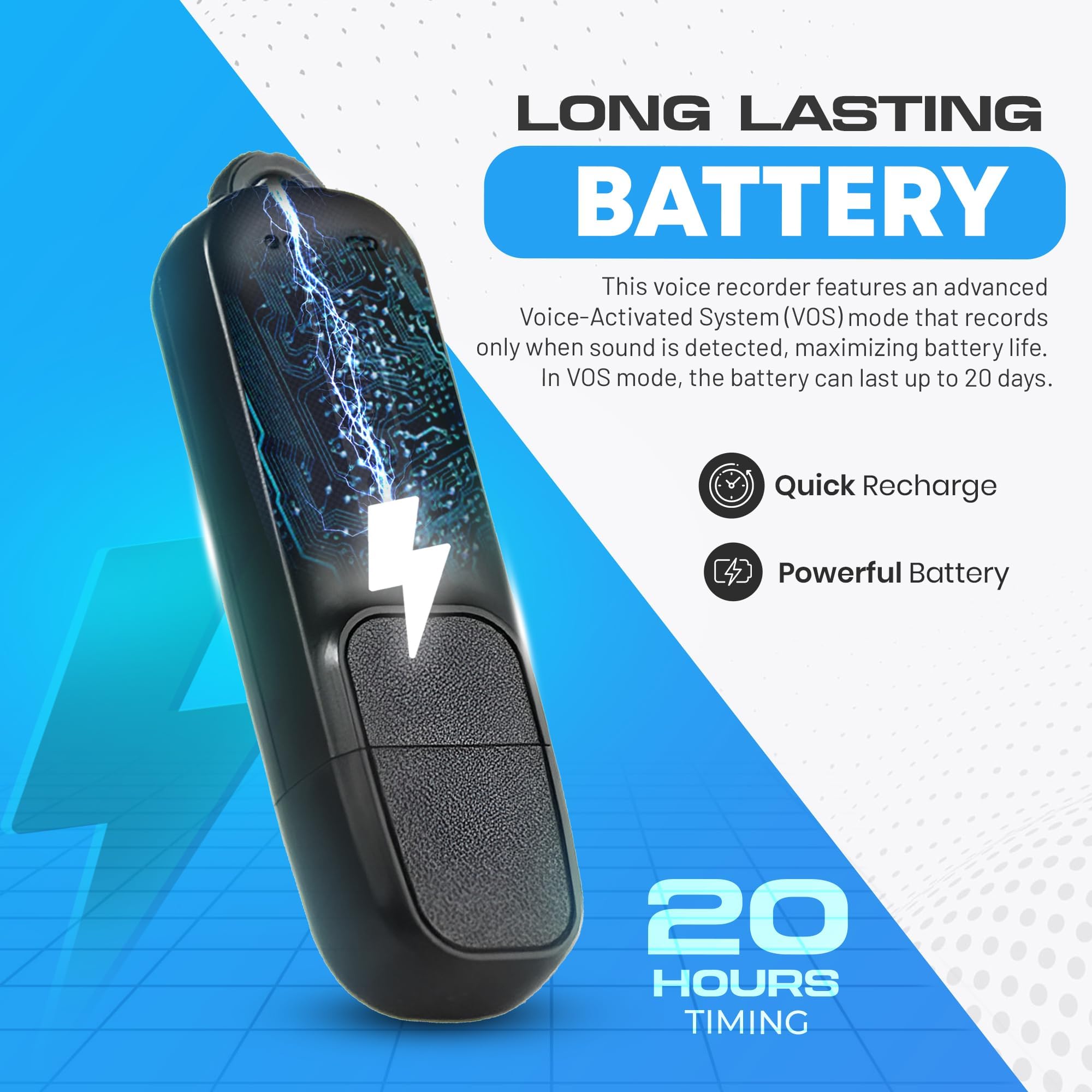Registratore audio digitale USB-C per appunti, lezioni e riunioni, 288 ore di memoria, 26 ore di batteria, data e ora, facile riproduzione su PC/Mac, registratore vocale compatto per l'uso quotidiano